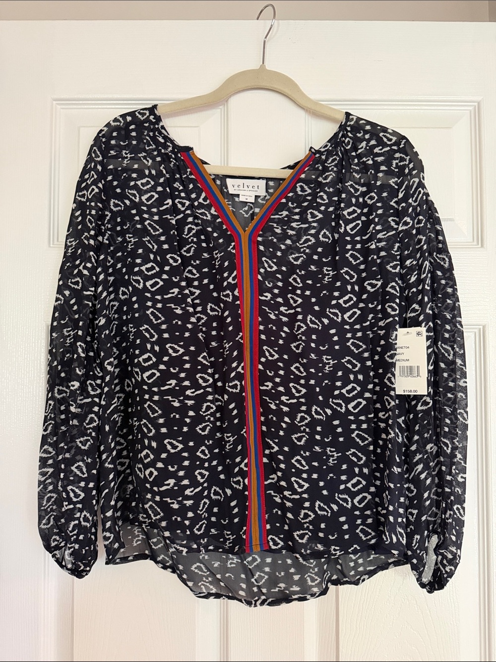 Velvet by Graham & Spencer Janet Sheer Leopard Blouse NWT Medium